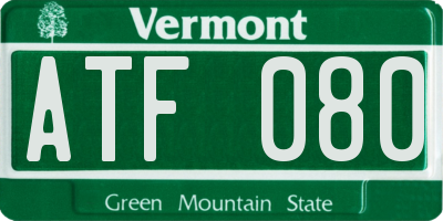 VT license plate ATF080