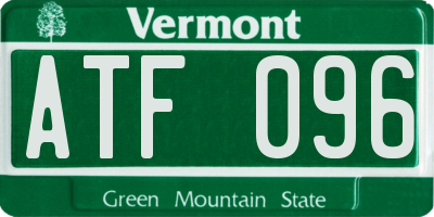 VT license plate ATF096