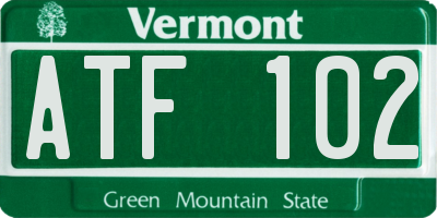 VT license plate ATF102