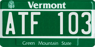 VT license plate ATF103