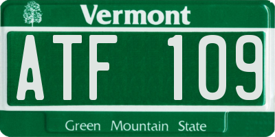 VT license plate ATF109