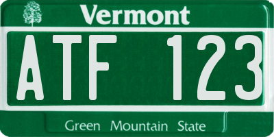 VT license plate ATF123