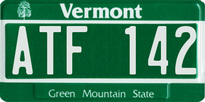VT license plate ATF142