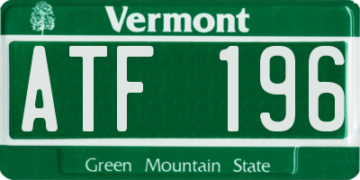 VT license plate ATF196