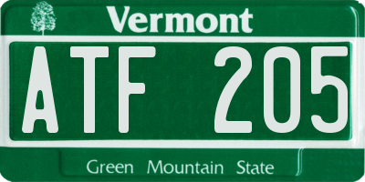 VT license plate ATF205