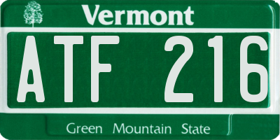 VT license plate ATF216