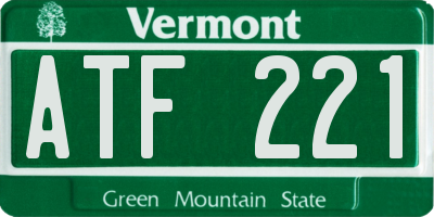 VT license plate ATF221