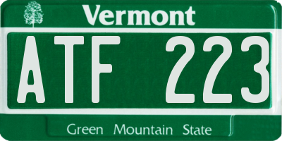 VT license plate ATF223