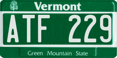VT license plate ATF229