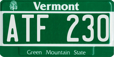 VT license plate ATF230