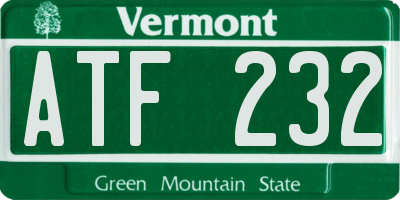 VT license plate ATF232