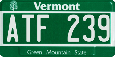 VT license plate ATF239