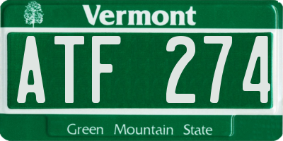 VT license plate ATF274