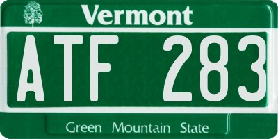 VT license plate ATF283
