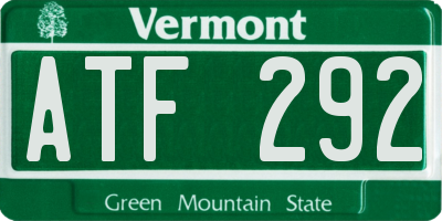 VT license plate ATF292