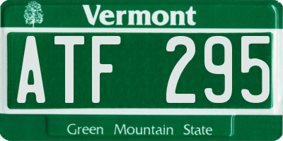 VT license plate ATF295