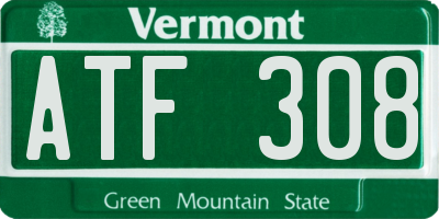 VT license plate ATF308