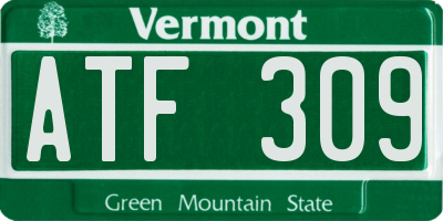 VT license plate ATF309
