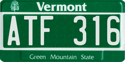 VT license plate ATF316
