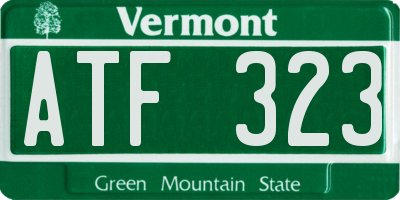 VT license plate ATF323