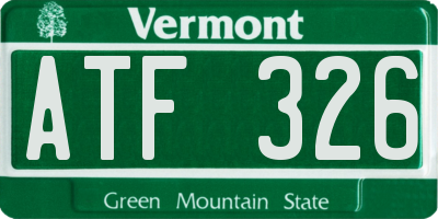 VT license plate ATF326