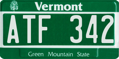 VT license plate ATF342