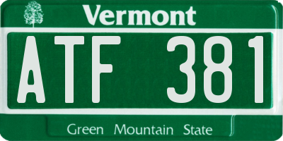 VT license plate ATF381