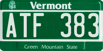 VT license plate ATF383
