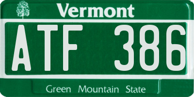VT license plate ATF386