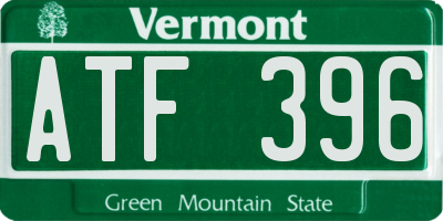 VT license plate ATF396