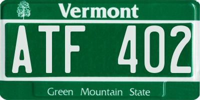 VT license plate ATF402