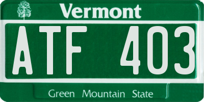 VT license plate ATF403