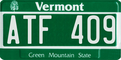 VT license plate ATF409