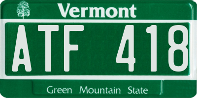VT license plate ATF418