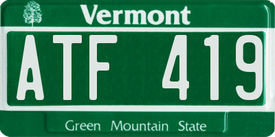VT license plate ATF419