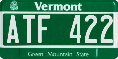VT license plate ATF422