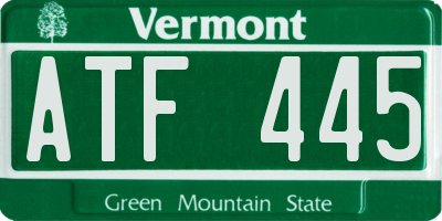 VT license plate ATF445