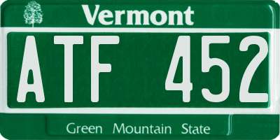 VT license plate ATF452