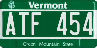 VT license plate ATF454