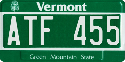 VT license plate ATF455