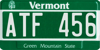 VT license plate ATF456