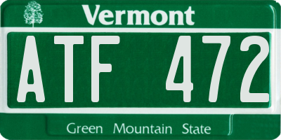 VT license plate ATF472