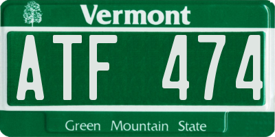 VT license plate ATF474