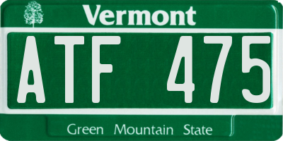 VT license plate ATF475