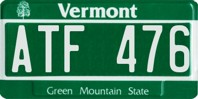 VT license plate ATF476