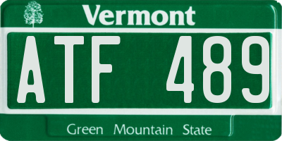 VT license plate ATF489