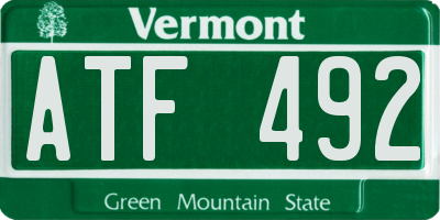 VT license plate ATF492