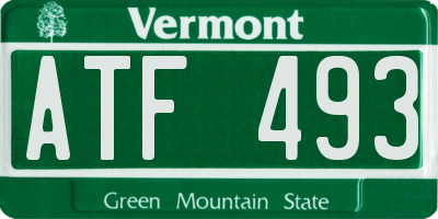 VT license plate ATF493