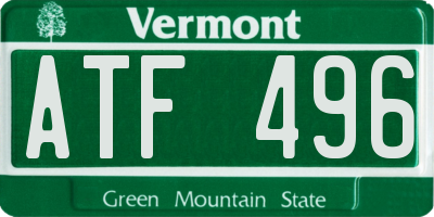 VT license plate ATF496