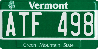 VT license plate ATF498